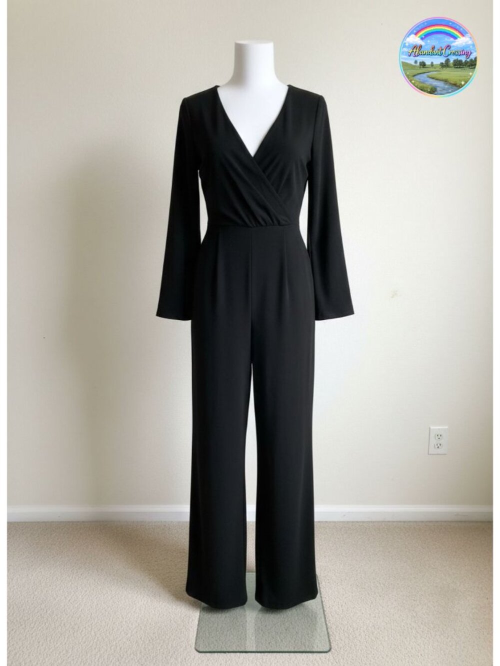 Queen Elegant Jumpsuit Wide-Leg Chiffon Sleeve V-Neck Formal Work Party Medium